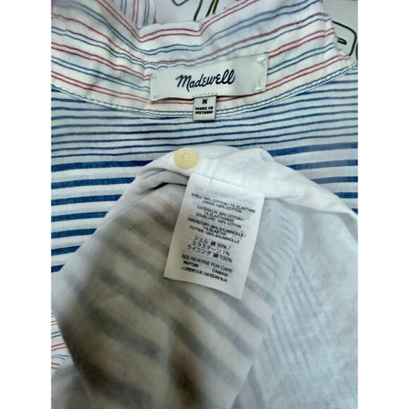 Madewell Central Shirtdress Rawley Stripe Tulum Blue Size Medium Excellent - Picture 11 of 11